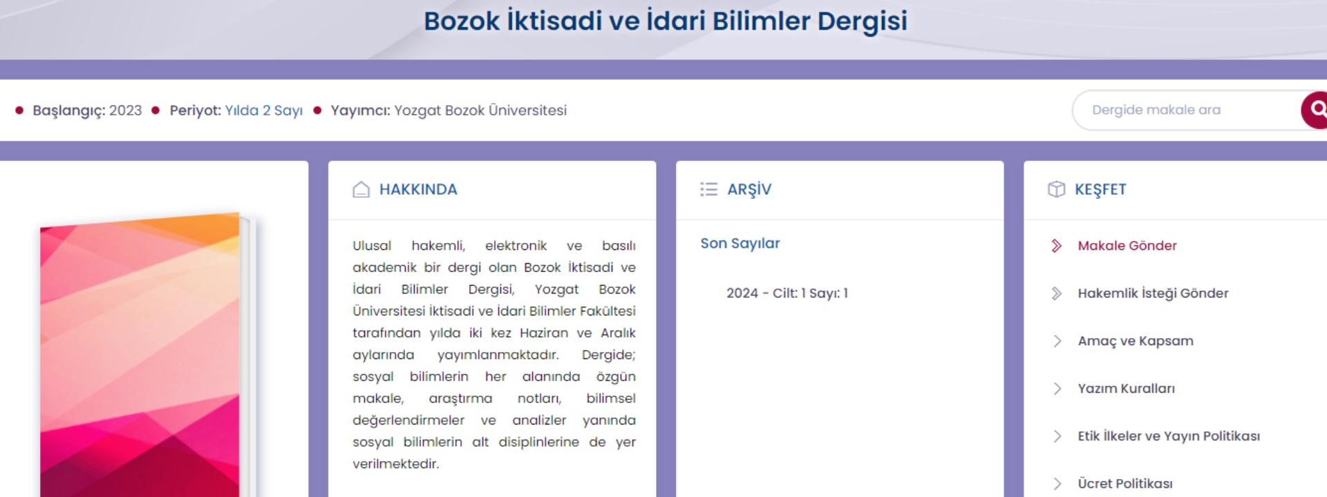 Bozok İktisadi ve İdari Bilimler Dergisi Yayın Hayatına Başladı